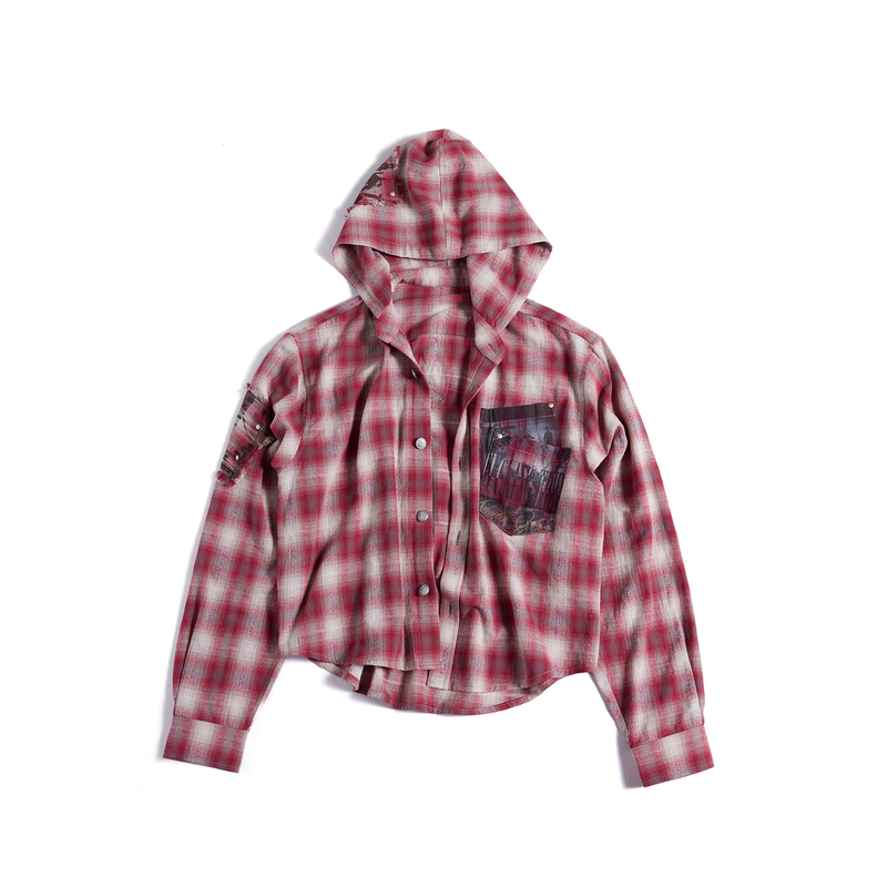 Has2Sons 26Fw Plaid Patch Distressed Washed Hooded Shirt Has2Sons 26Fw Plaid Patch Distressed Washed Hooded Shirt