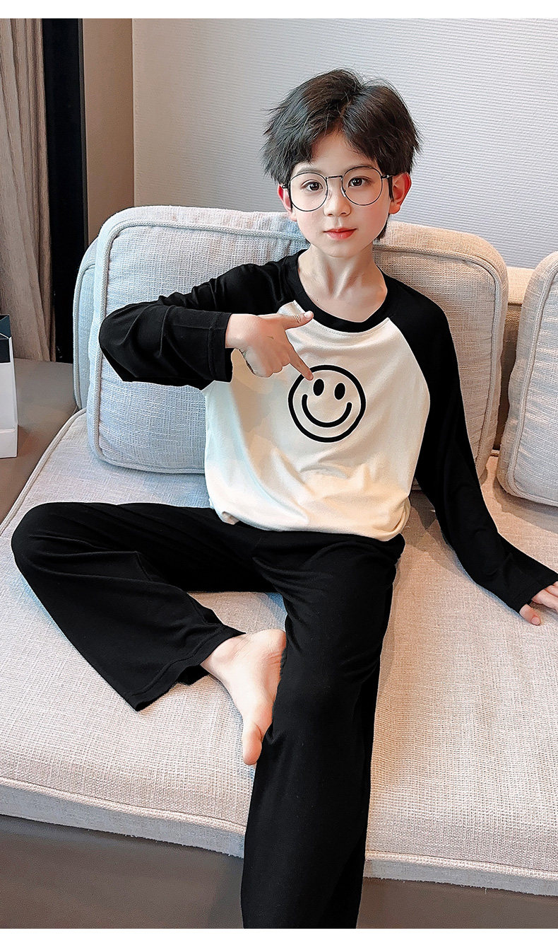 莫代尔儿童睡衣男童春秋款长袖家居服薄款网红大童男孩夏季空调服 — 14