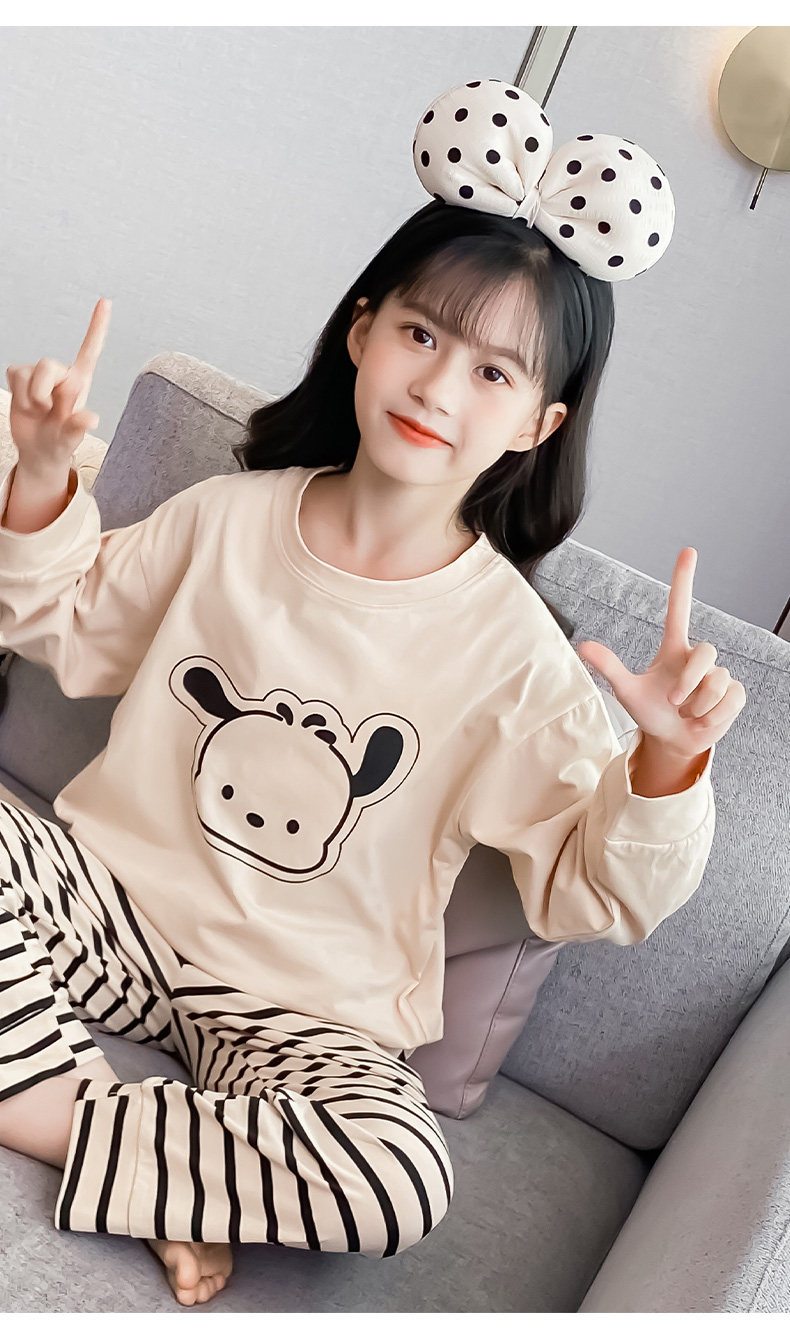 2026 New Children's Home Wear for Older Kids, Summer Air-Conditioned Clothing, Long-Sleeve Girls' Pajamas, Spring and Autumn Style, Pure Cotton — 16