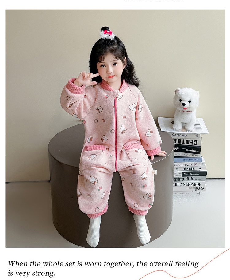 Children's One-Piece Pajamas, Autumn and Winter Fleece-Lined Girls' Flannel Home Clothes, Winter Anti-Kick Quilt, Baby Sleeping Bag — 16