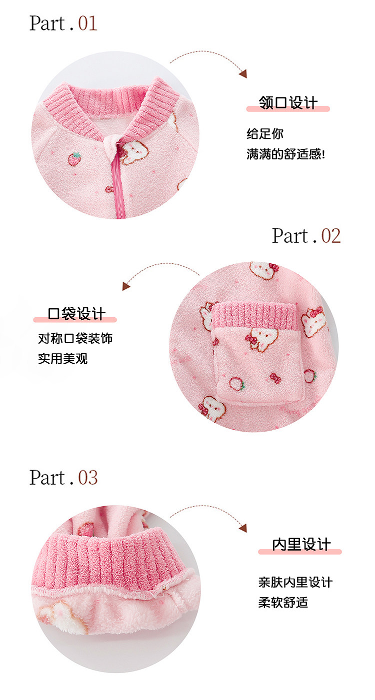 儿童连体睡衣秋冬季加绒女童法兰绒家居服冬款防踢被婴儿宝宝睡袋 — 4
