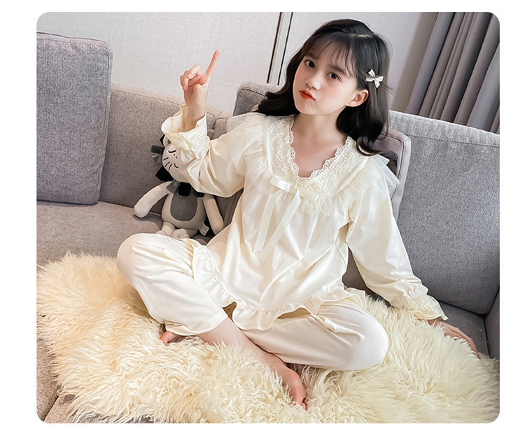 2026新款长袖中大童女孩公主风秋季家居服套装儿童睡衣女童春秋款 — 6