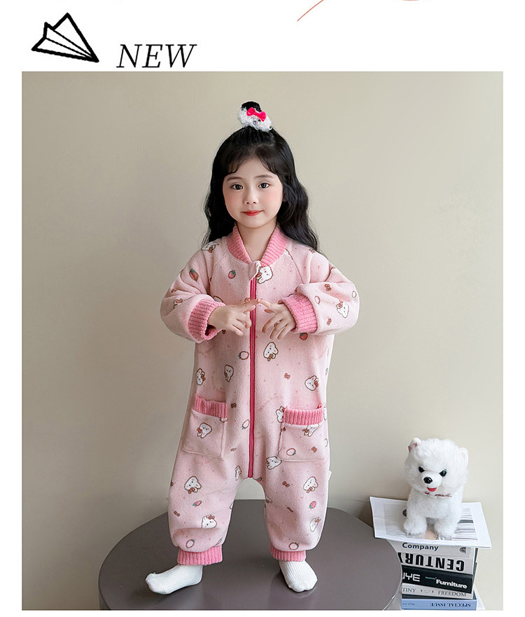 Children's One-Piece Pajamas, Autumn and Winter Fleece-Lined Girls' Flannel Home Clothes, Winter Anti-Kick Quilt, Baby Sleeping Bag — 12