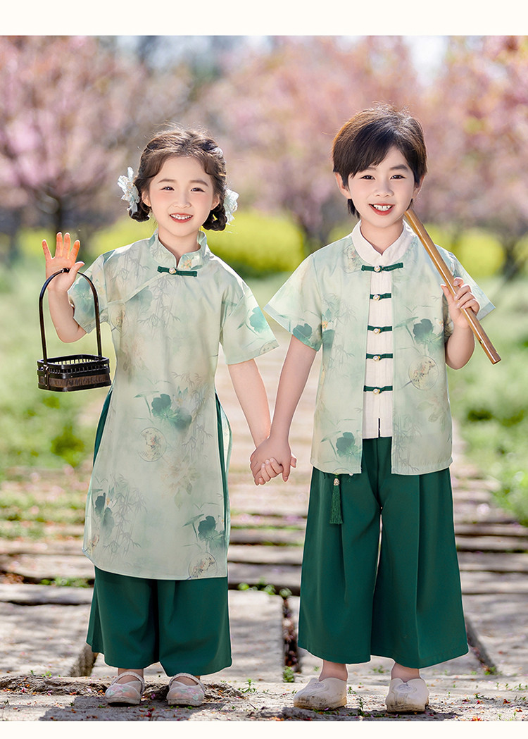 男女宝宝上春山荷花汉服古风幼儿园演出服唐装国风诗词朗诵表演服 — 26