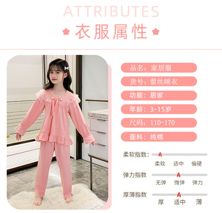 2026新款长袖中大童女孩公主风秋季家居服套装儿童睡衣女童春秋款 — 1
