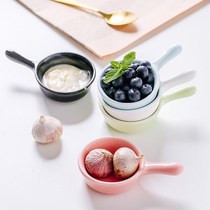 Creative Day Style Ceramic Handle Mini Small Porcelain Dish Seasoning Jam Vinegar Saucer Saucepan Saucer Dish Ceramic Sauce Dish