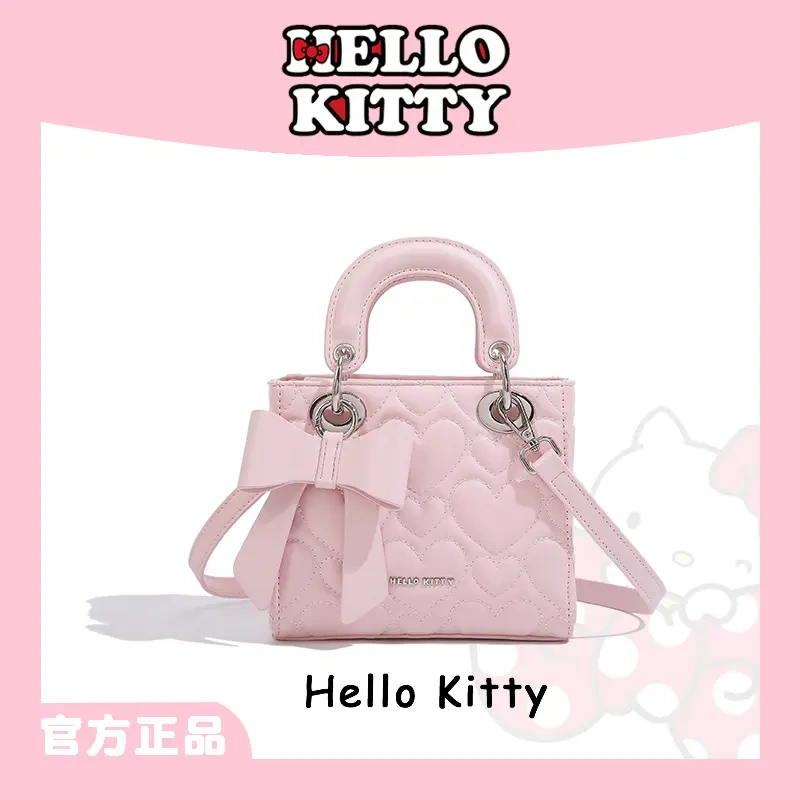 Mesuca/Maxca Hello Kitty Princess Diana Small Square Handbag with Heart Stitching Shoulder Bag Mesuca/Maxca Hello Kitty Princess Diana Small Square Handbag with Heart Stitching Shoulder Bag