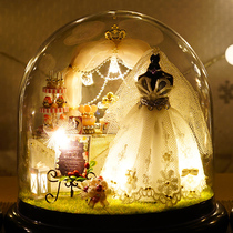 Chi Fun House diy Cottage Glass Ball Wedding dress Handmade house Creative Toys Christmas Girl Birthday gift