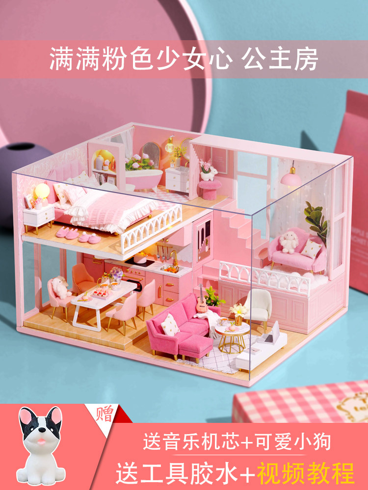 Children Toys Puzzle Force 3d Solid Jigsaw Puzzle Wood Model House Girl Handmade Diy Lodge