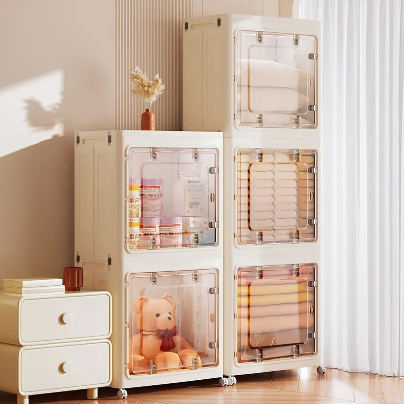 Yimu Shichuan Storage Cabinet, No-Installation Multi-Layer Floor-Standing Toy Foldable Storage Box, Bedroom Organizing Storage Cabinet