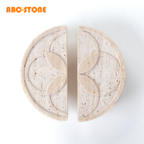 FS ABC semicircular natural off-white travertine glass door handle wooden door clothing store coffee shop hotel custom engraving