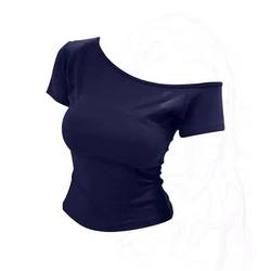 Sexy American-Style Hot Girl Off-Shoulder Short-Sleeve T-Shirt 2025 New Season Slim-Fit Short Versatile Women's Top