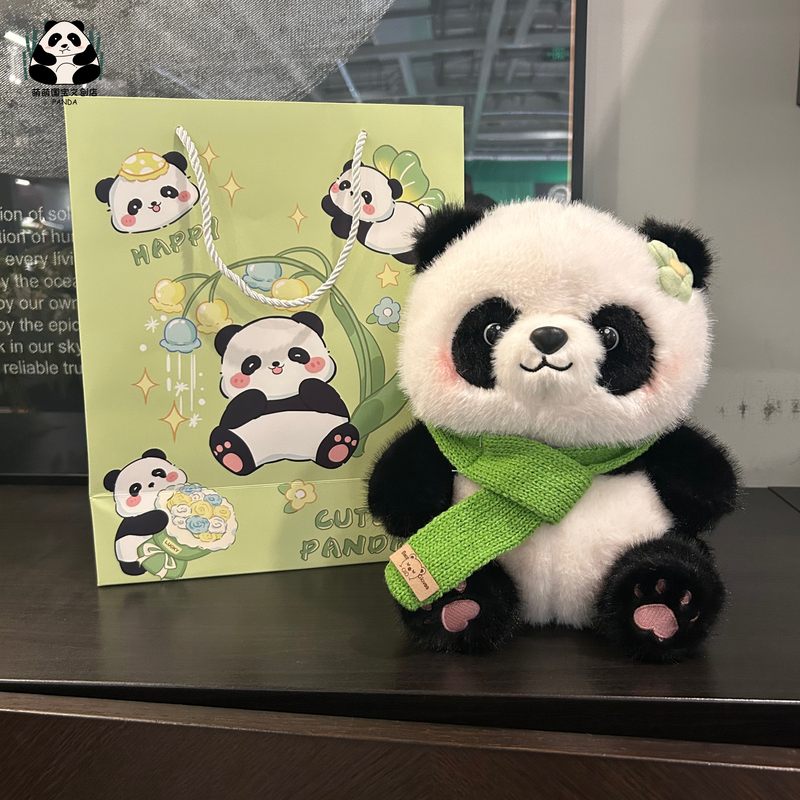Chengdu Panda Base Same Style Scarf Panda Plush Toy Giant Panda Doll Souvenir Gift for Friends