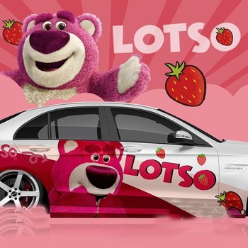 Strawberry Bear Car Stickers, Cute Cartoon Modification, Decorative Stickers for Both Sides of the Car, Scratch Cover Stickers, Waterproof Decals