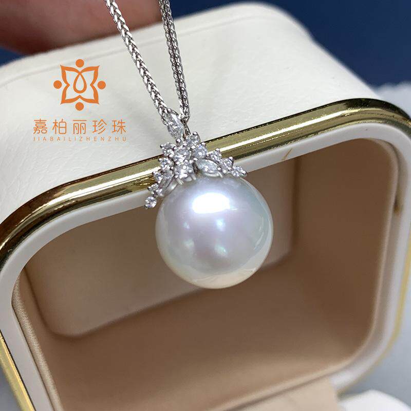 天然海水澳白珍珠吊坠项链冷光18K金钻石正圆极光冰雪女王时尚,让你瞬间变身优雅女神!-颈饰-淘宝好物网