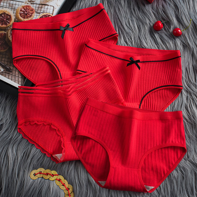 Red underwear for women, pure cotton, red, the year of the tiger, the year  of the tiger, 100% cotton, ladies, students, girls, antibacterial briefs