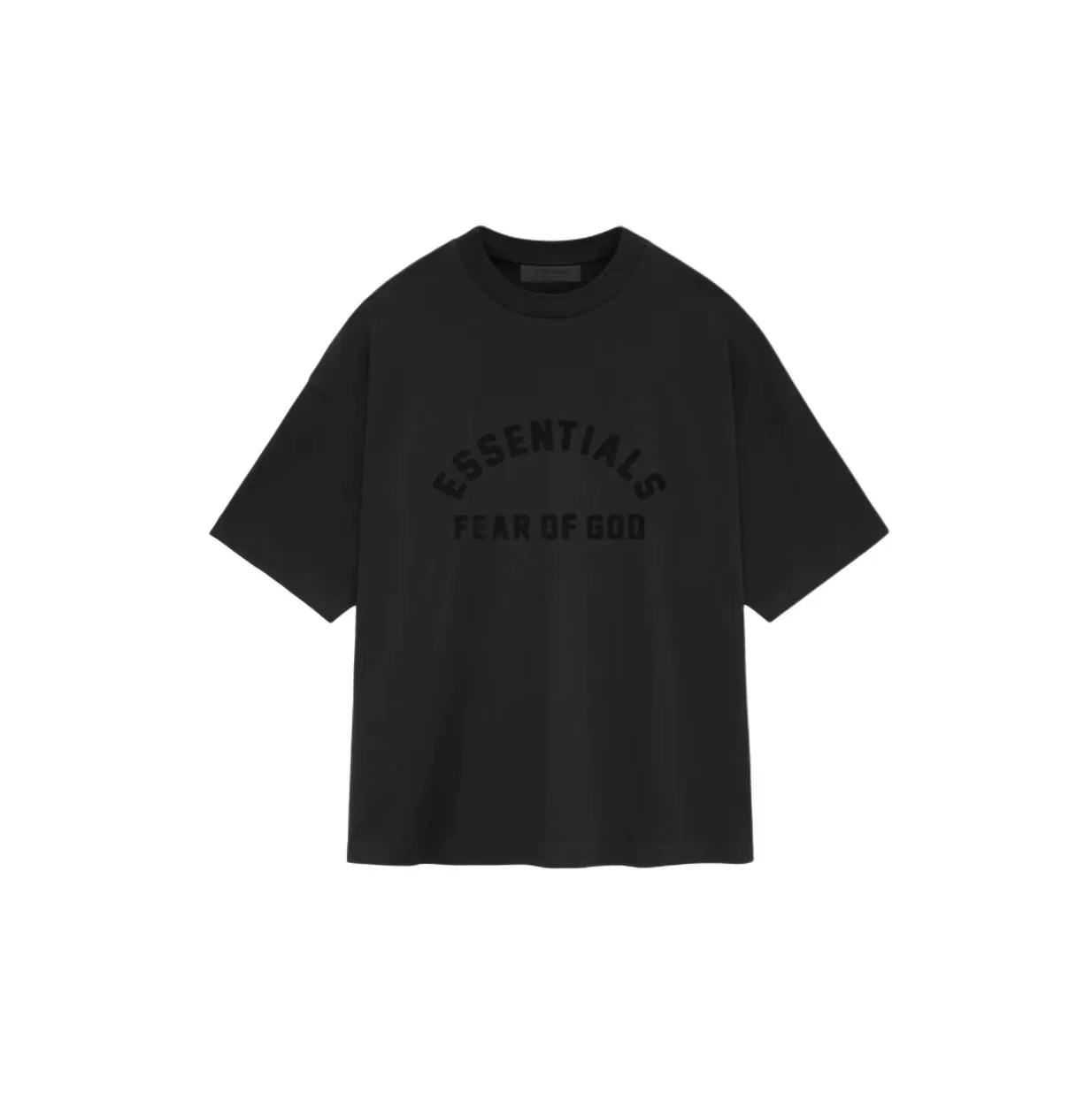 Футболка с коротким рукавом ESSENTIALS Summer SS24 New FOG в американском стиле с круглым вырезом, черная с надписью, стильная черная Wood Black
