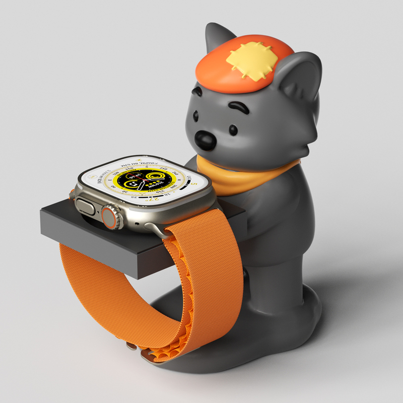 Gentle Gray Wolf Apple Watch Charger Stand iWatch Charging Dock Huawei Watch 5 Charging Stand