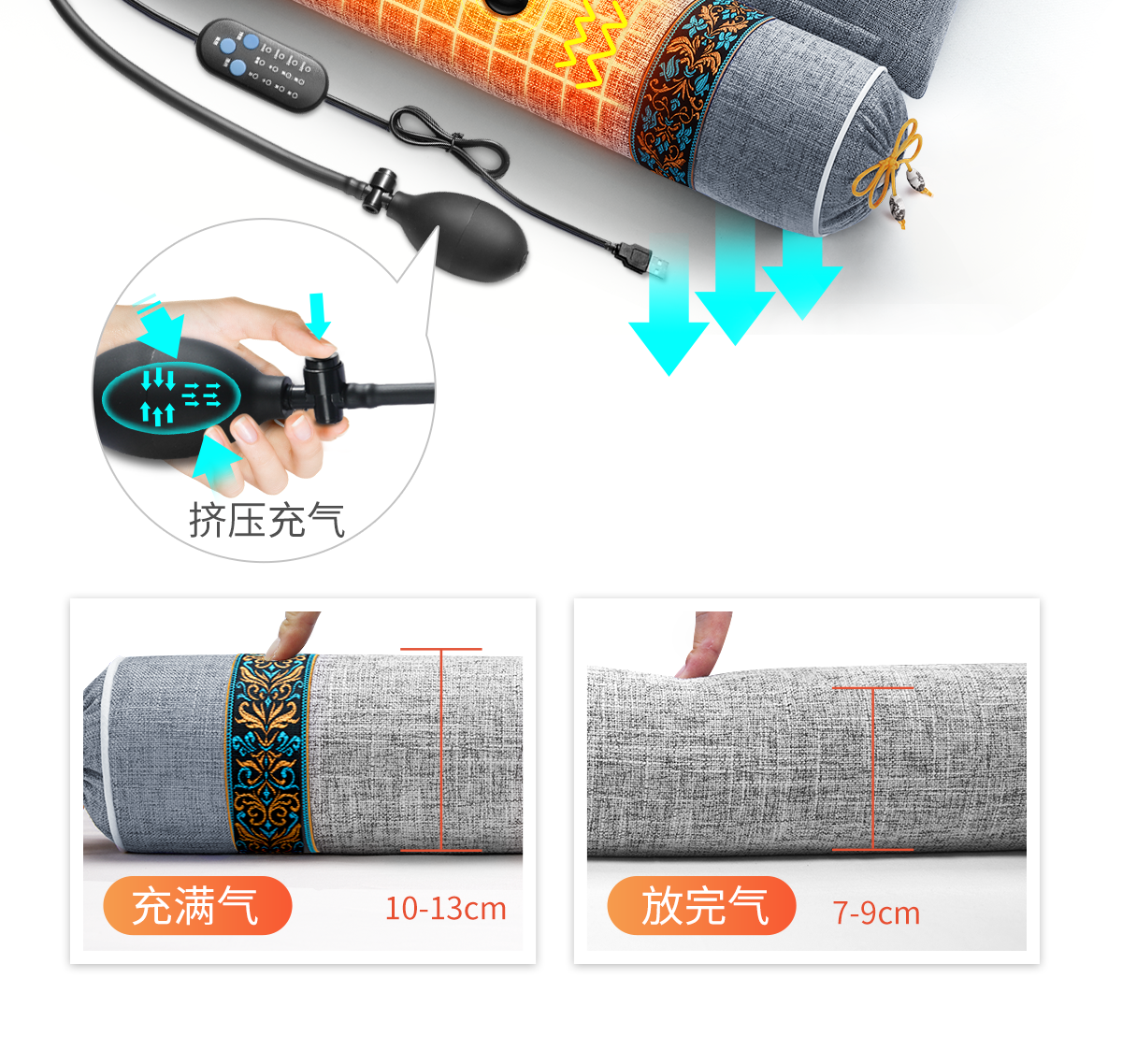 Подушка 颈椎疼痛热敷枕头助睡眠睡觉专用成人护颈椎枕决明子荞麦皮按摩枕