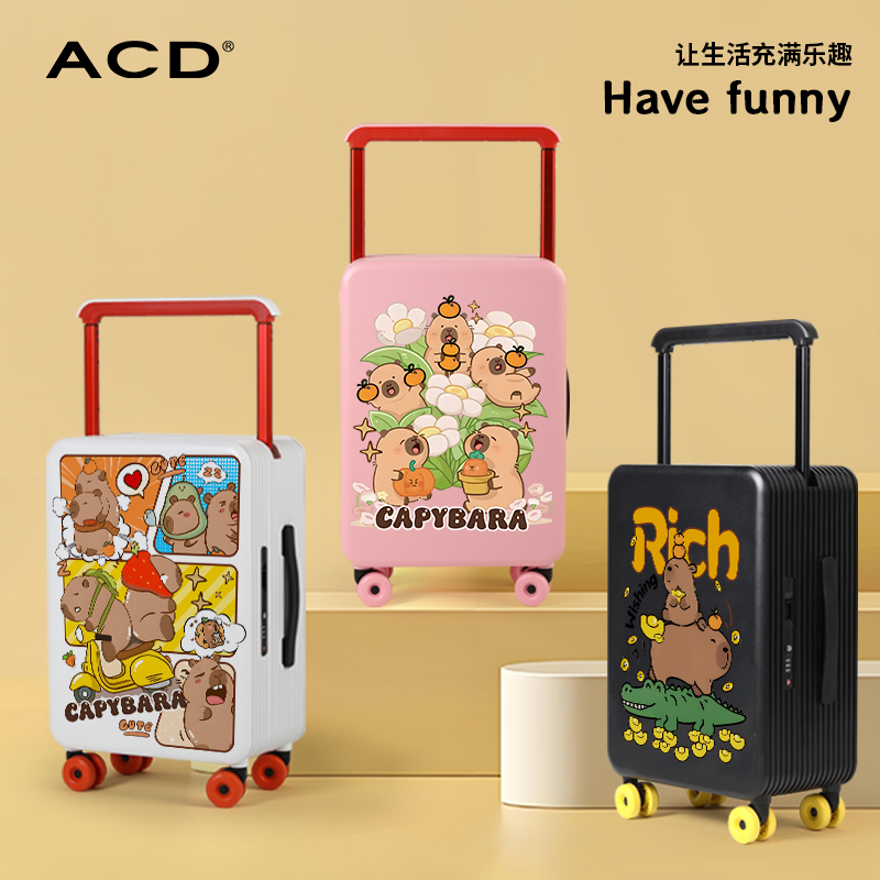 Acd Capybara Suitcase Graffiti Travel Case Kidsren's Student Trendy Boarding Case Trolley Case