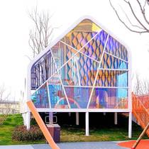 Colorful glass screen partition double-layer tempered laminated glass color-changing colorful glass film gradient glass customization