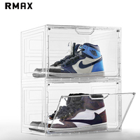 RMAX Acrylic transparent sneaker storage box AJ magnetic side opening plastic folding shoe cabinet display collection shoe box