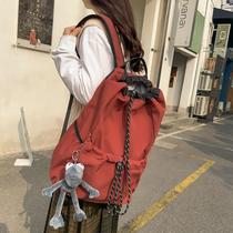 Koreas new badminton bag drawstring backpack canvas large-capacity college student bag mountain climbing and cycling tennis bag