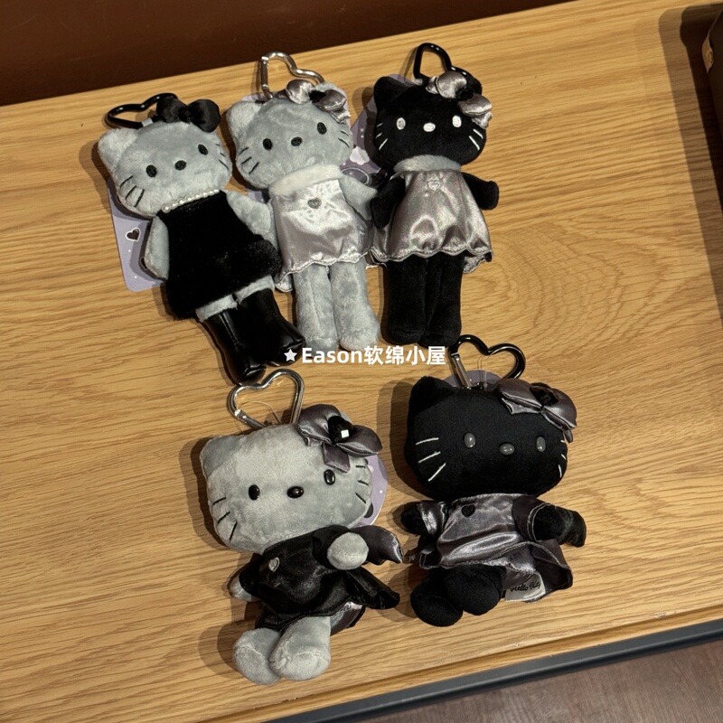Japanese Style New Long-Legged Side-View Demon Angel Kitty Bag Pendant Dark Charcoal Gray Kt Cat Keychain Japanese Style New Long-Legged Side-View Demon Angel Kitty Bag Pendant Dark Charcoal Gray Kt Cat Keychain