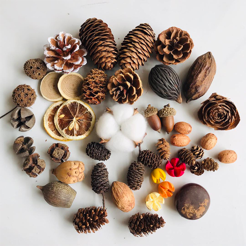 Christmas Pine Fruits Wood Pieces Leaves Dry Flowers Dry Fruits Swing Pieces Suit Christmas Decorations Photo Christmas Tree Material Bag Props-Taobao