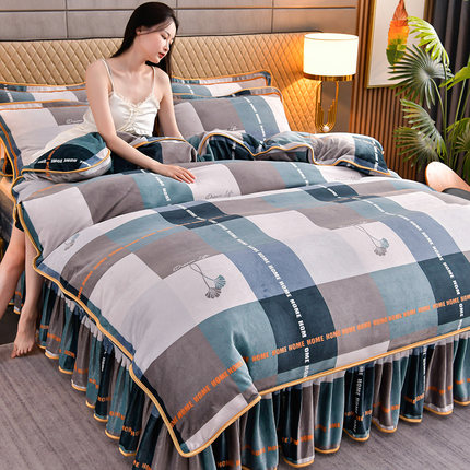 玉芙妮母婴级牛奶绒四件套8斤左右加厚三件套法莱绒金貂绒无静电