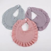 Baby Feeding Drool Bib Ruffle Solid Color Infants Lace Saliv
