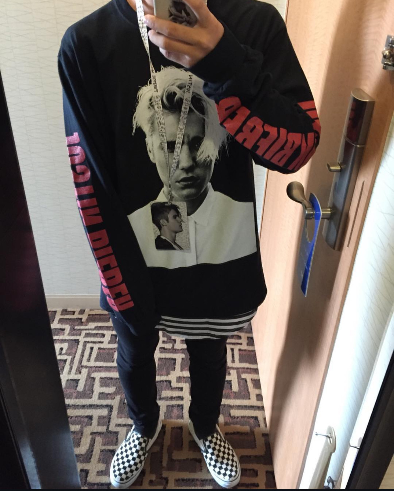 Purposetour เสื้อยืดแขนยาว พิมพ์ลายสไตล์เรโทร ดูเก่าแก่ แบบเดียวกับคอนเสิร์ตของ Justin Bieber
