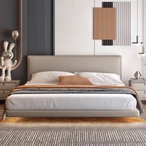 Modern simple suspended bed leather elephant ears large bed 200×220 master bedroom large bed Italian minimalist edge-to-side wedding bed