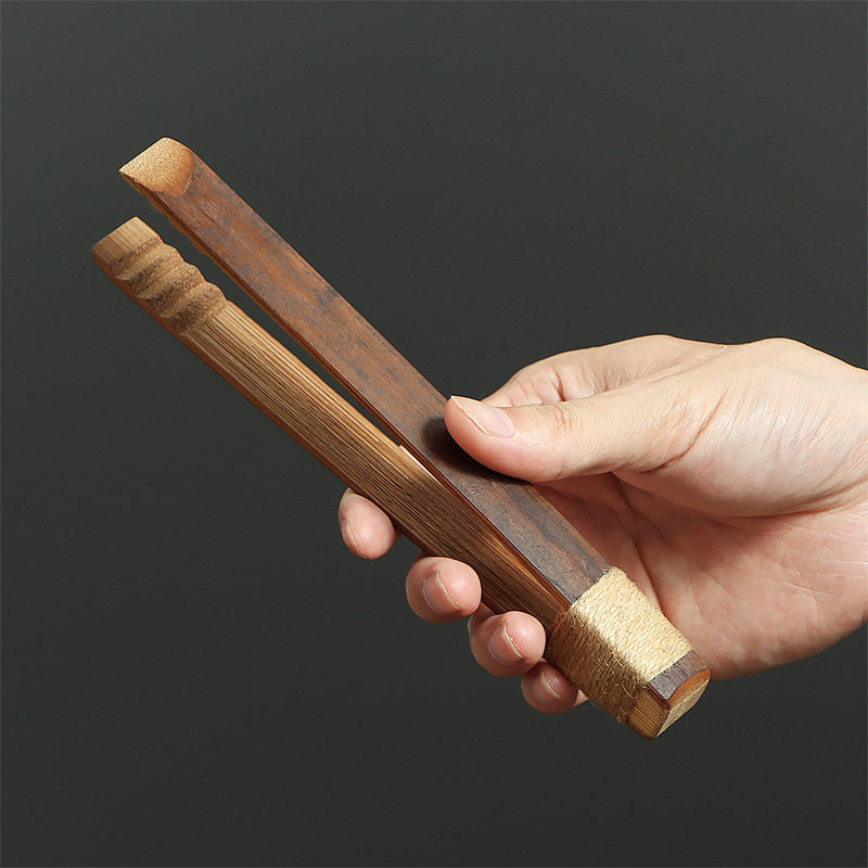 Export Japan carbonated antique Chinese non-slip bamboo tea cup tweezers tea duct accessories tea holder direct marketing-Taobao