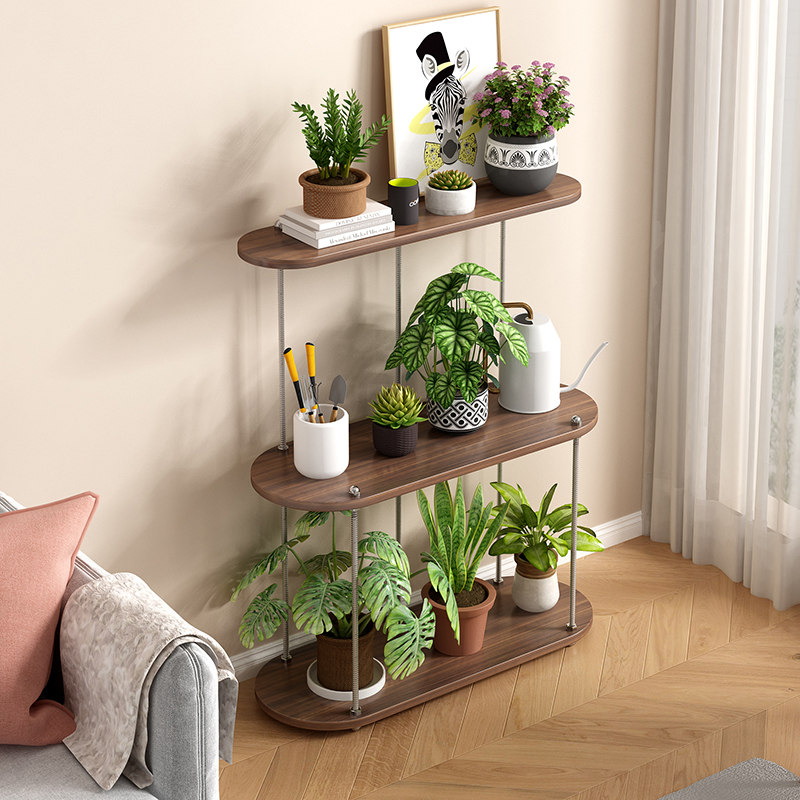 2025年新作フラワースタンドバルコニー収納ラック無垢材多層棚リビングルームフロアスタンドステンレススチールアイアンプラントラック