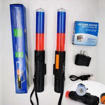 Red and blue rechargeable traffic baton outdoor multi-functional fluorescent stick life-saving stick with lighting magnet and whistle