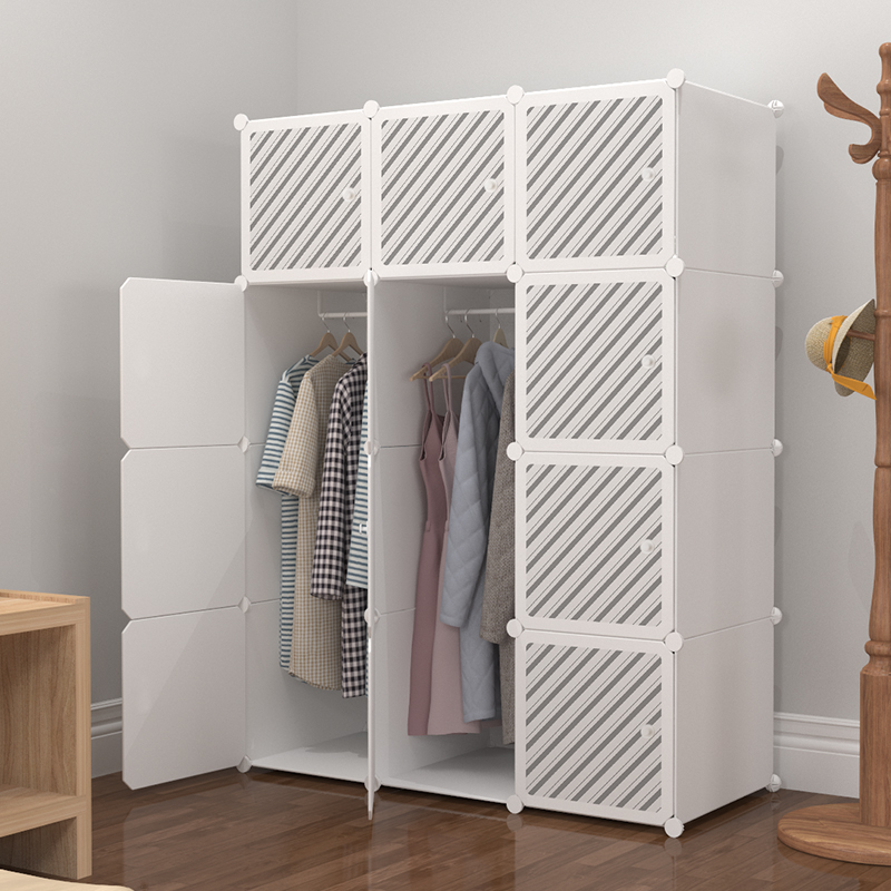 Wardrobe Simple Cloth Wardrobe Steel Pipe Plus Coarse Reinforcement Single Province Space Assembly Plastic Folding Clothes Locker