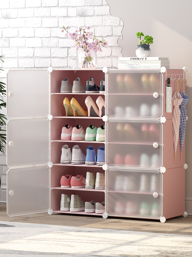 Clean shoe cabinet Simple household multi-layer assembly dust door shoe rack Student dormitory shelf save space