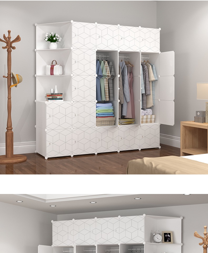 Tủ quần áo đơn giản lắp ráp đơn giản kinh tế hiện đại nhựa duy nhất ký túc xá lưu trữ tủ nhà vải tủ quần áo - Buồng mẫu tủ sách đẹp