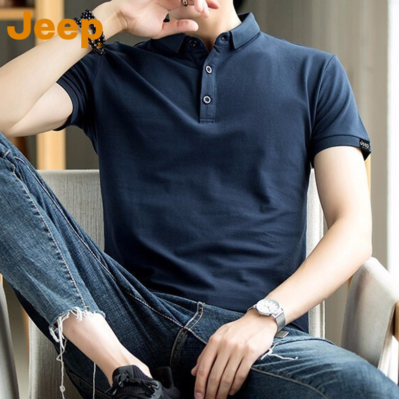 JEEP высококачественная однотонная рубашка поло Jeep, мужская футболка с короткими рукавами, новинка лета 2025, деловая повседневная футболка с короткими рукавами Изображение 1