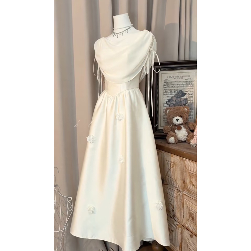 White Engagement Dress, High-End Luxury Niche Style, Small White Dress for Marriage Registration, 18Th Birthday, Coming-Of-Age Ceremony, Host White Engagement Dress, High-End Luxury Niche Style, Small White Dress for Marriage Registration, 18Th Birthday, Coming-Of-Age Ceremony, Host