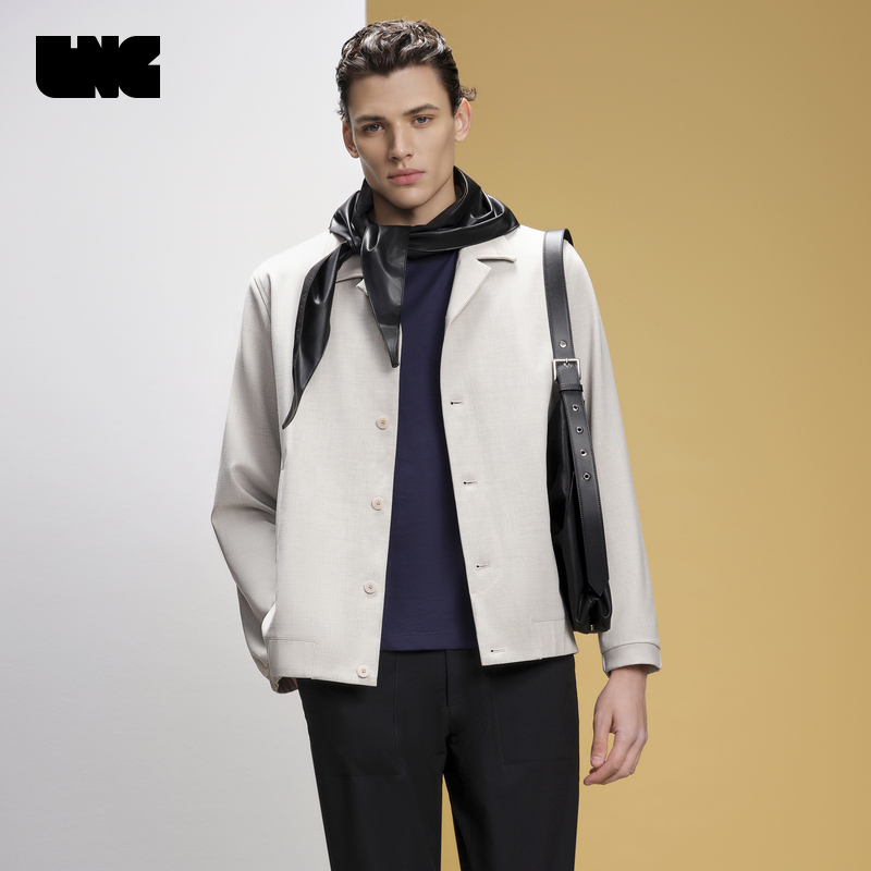 Lng2024 Spring New Style Wool Blend Lapel Loose Stretch Jacket Men's Sdda005