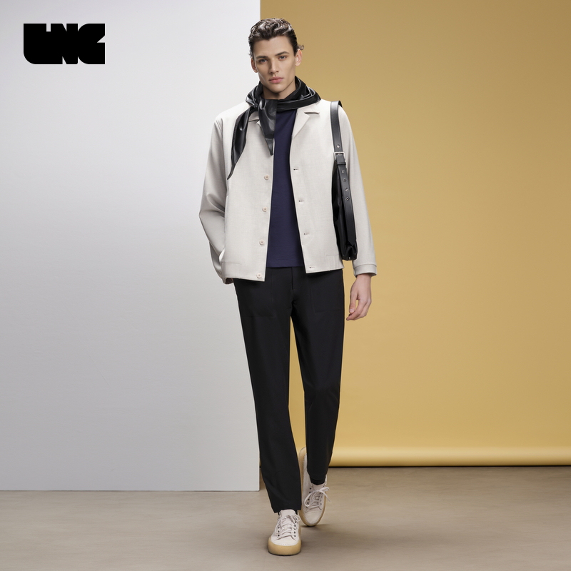Lng2024 Early Spring New Style Wool Blend Fashionable Work Clothing Elastic Waist Casual Pants for Men Shda006