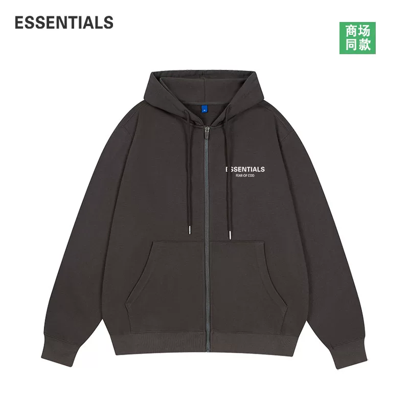 Официальный кардиган Essentials, толстый хлопок, мужской и женский, весна-лето 2025, новый американский стиль повседневная куртка с молнией и капюшоном