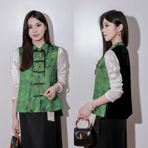 Shoe Magic Founder (New Chinese Neckline Jacquard Mapchia) Only this green and green temperament disc clasp Shoulder Jacket