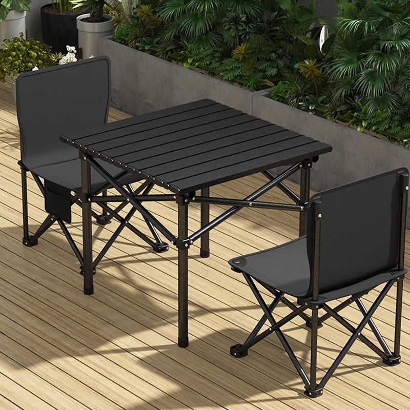 Outdoor Folding Table Camping Barbecue Egg Roll Table Fishing Backrest Stool Aluminum Alloy Picnic Table And Chairs Suit Portable-Taobao