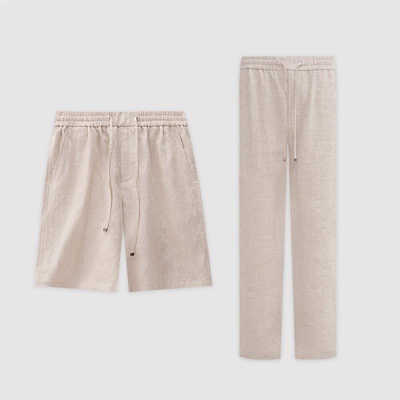 Men's 25 Summer 100% Linen Casual Versatile Trousers/Linen Shorts Km12222/12276