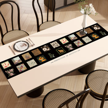 Light luxury high-end dining table mat waterproof and oil-proof free-to-wash desktop protective mat leather tablecloth high temperature resistant tea table mat Light luxury high-end dining table mat waterproof and oil-proof free-to-wash desktop protective mat leather tablecloth high temperature resistant tea table mat
