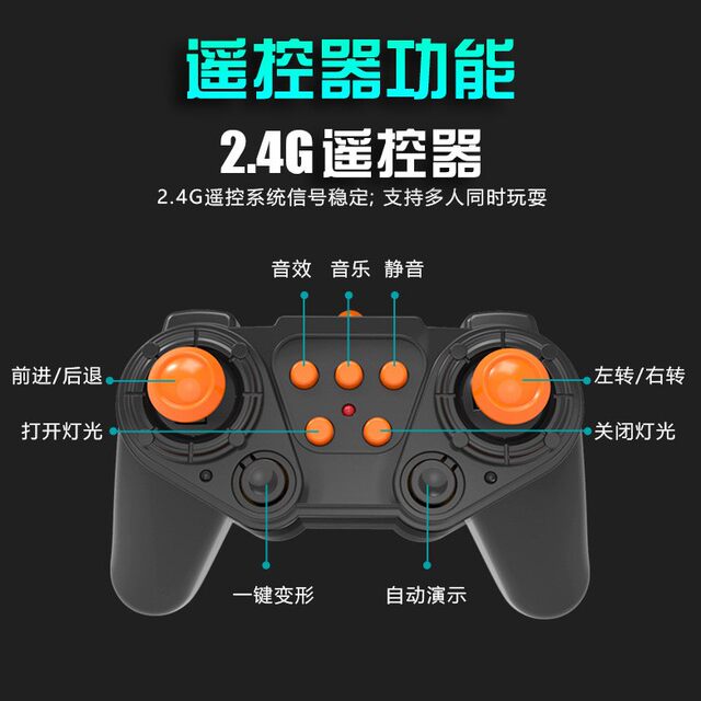 Cross-Border 1:18 One-Button Transforming Remote Control Car 2.4g Electric Racing Car Robot Toy Car Model for Children