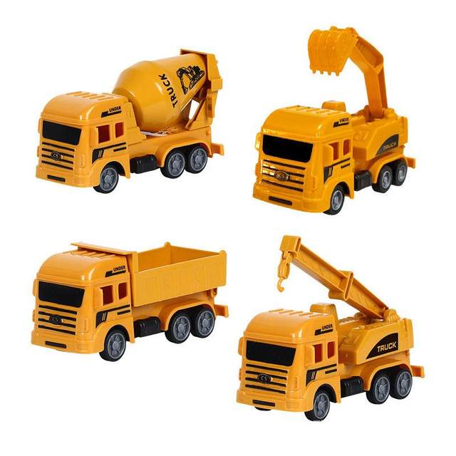 Pull-Back Inertia Engineering Vehicle Gift Box Set Excavator Fire Truck Set Boys' Car Toys Street Stall